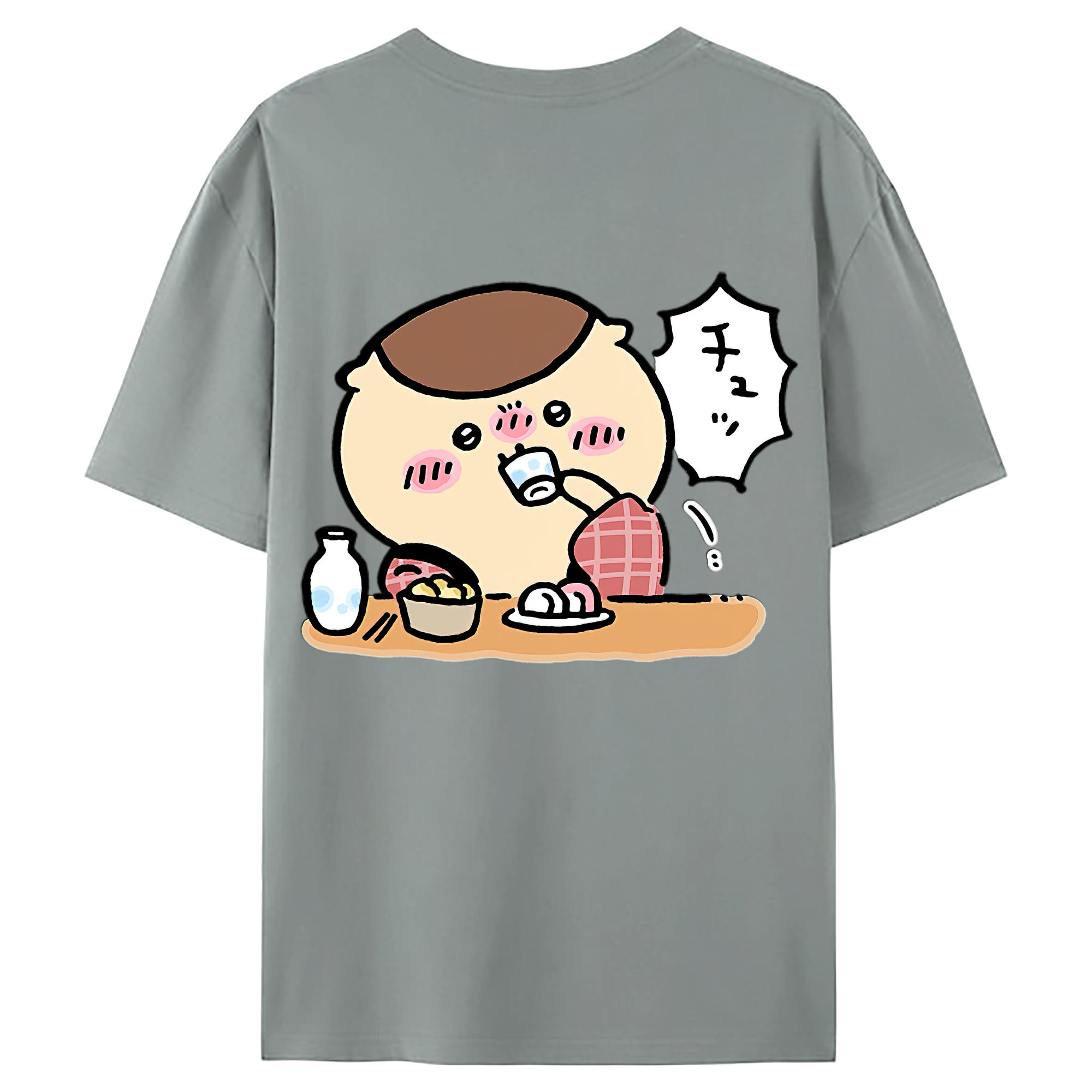 （画像用） ちいかわ くりまんじゅう Chii-kawa kuri manjū 綿100％ メンズ半袖Tシャツ（バックプリント） 通気性